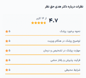 نظر کاربران نوبت دات آی آر ( دکتر هدی حق نظر )