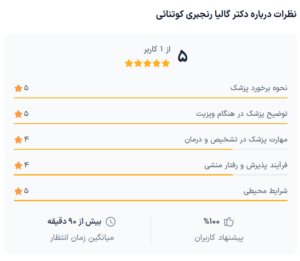 نظر کاربر دکترتو (دکتر گالیا رنجبری)