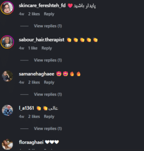 نظر کاربر اینستاگرام (کلینیک زیبایی فلورا)